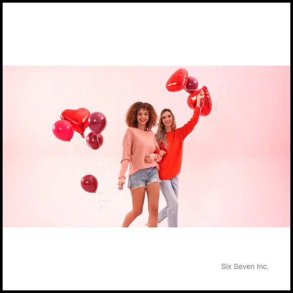 Oversized Crew Neck Pullover Sweater Loose Knit Y2K Chic Valentine Print - Picture 4 of 6